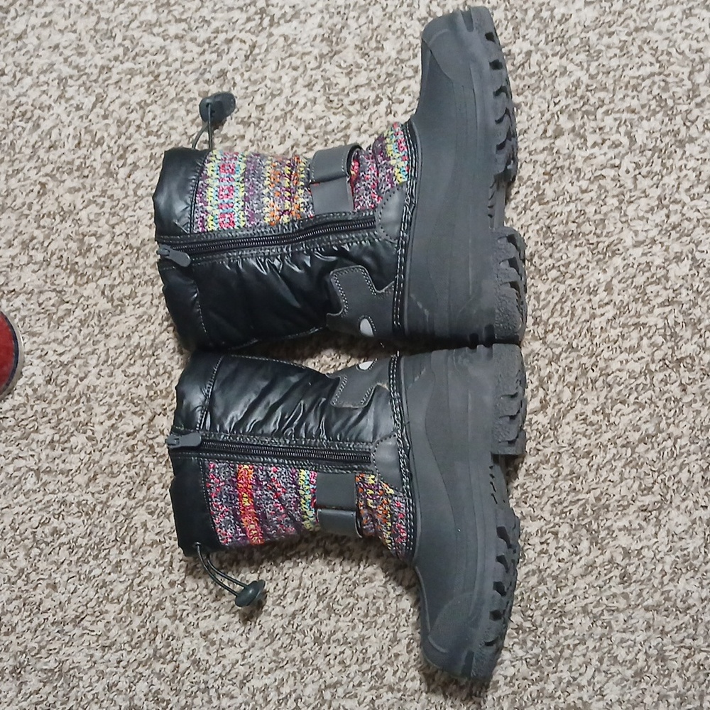 DREAM PAIRS Little Kid Kamick Grey Multi Mid Calf Waterproof Winter Snow Boots - Picture 3 of 16